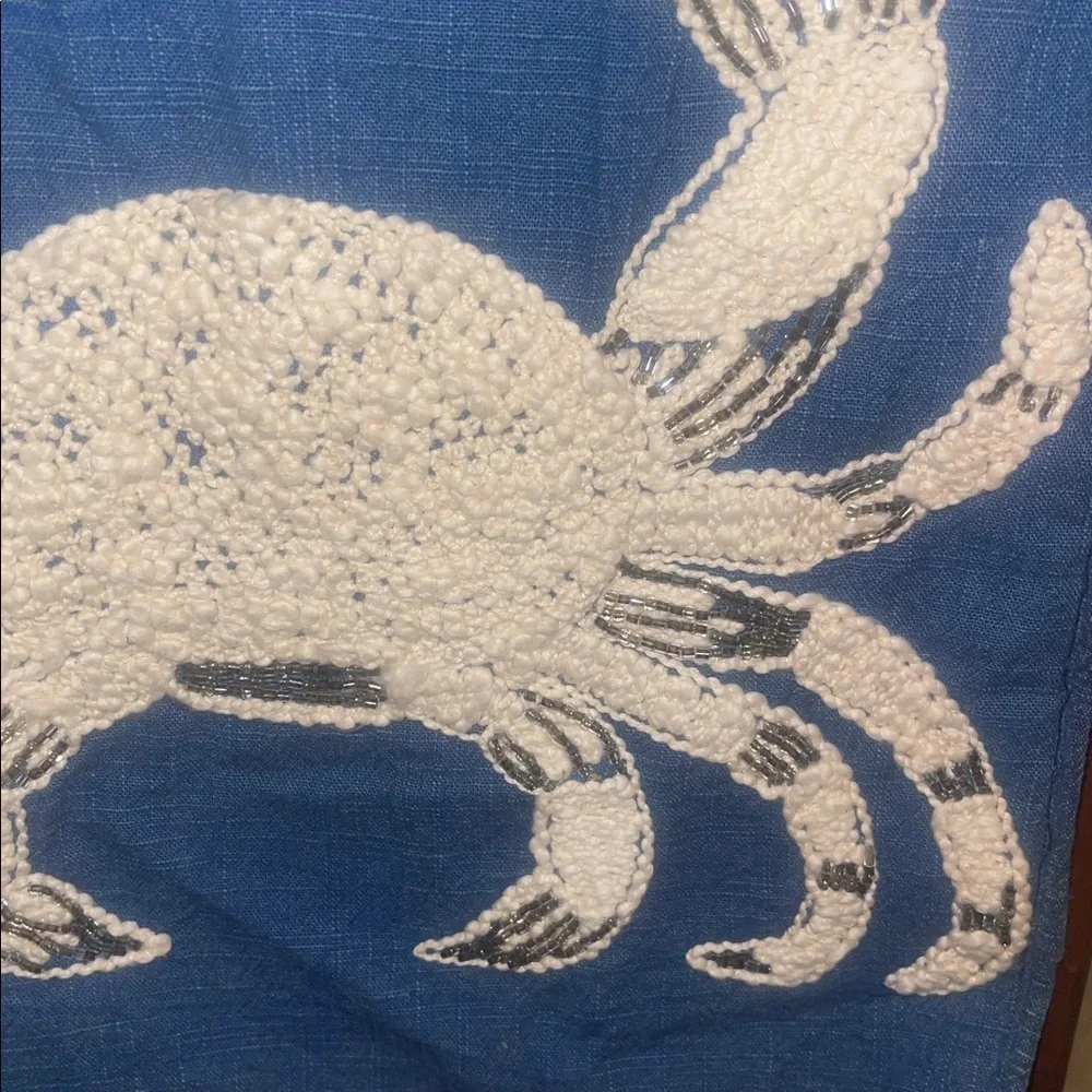 Crab beaded embroidered Table Runner 71x14”